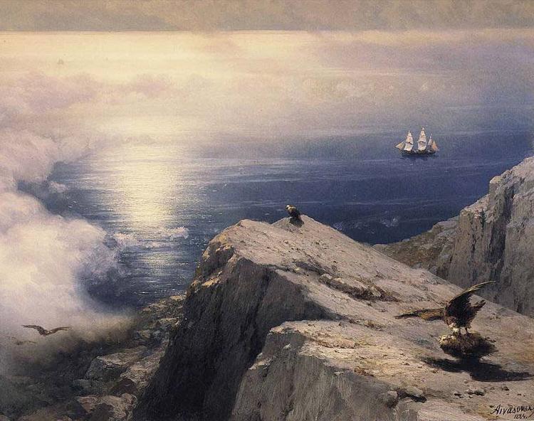 Ivan Aivazovsky A Rocky Coastal Landscape in the Aegean with Ships in the Distance Sweden oil painting art